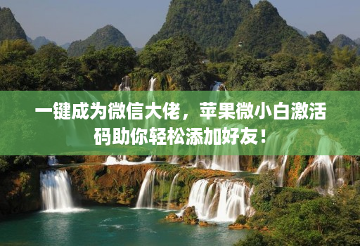 一键成为微信大佬，苹果微小白激活码助你轻松添加好友！