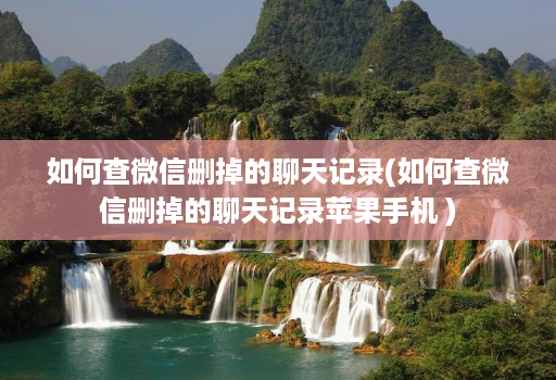 如何查微信删掉的聊天记录(如何查微信删掉的聊天记录苹果手机 )